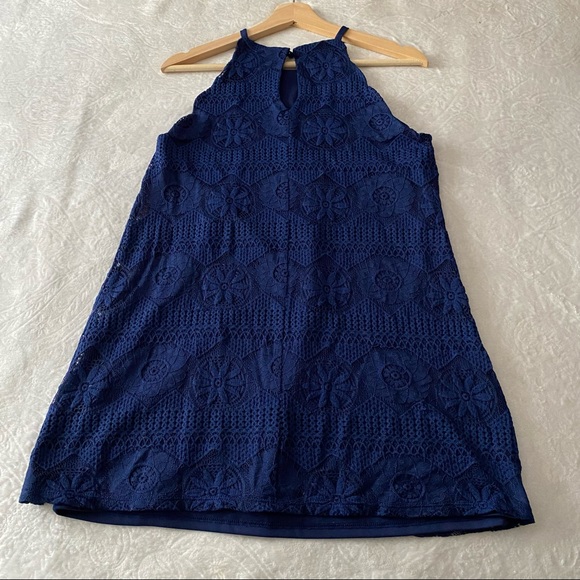 Francesca’s Blue Scalloped Lacs Mini Dress - Picture 8 of 11